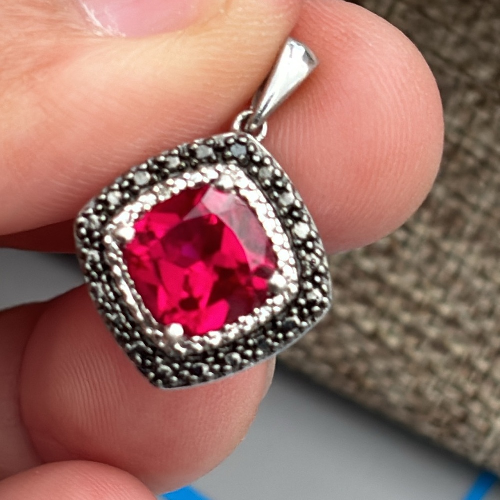 Stayer Sterling Silver Created Ruby Pendant - image 2